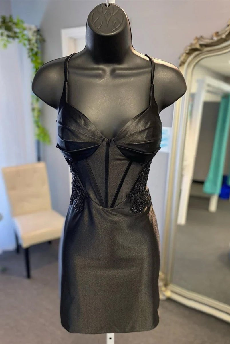 Reagan |Sheath Satin Homecoming Dress with Appliques