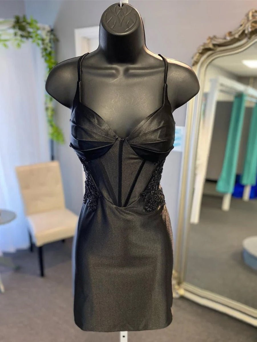 Reagan |Sheath Satin Homecoming Dress with Appliques