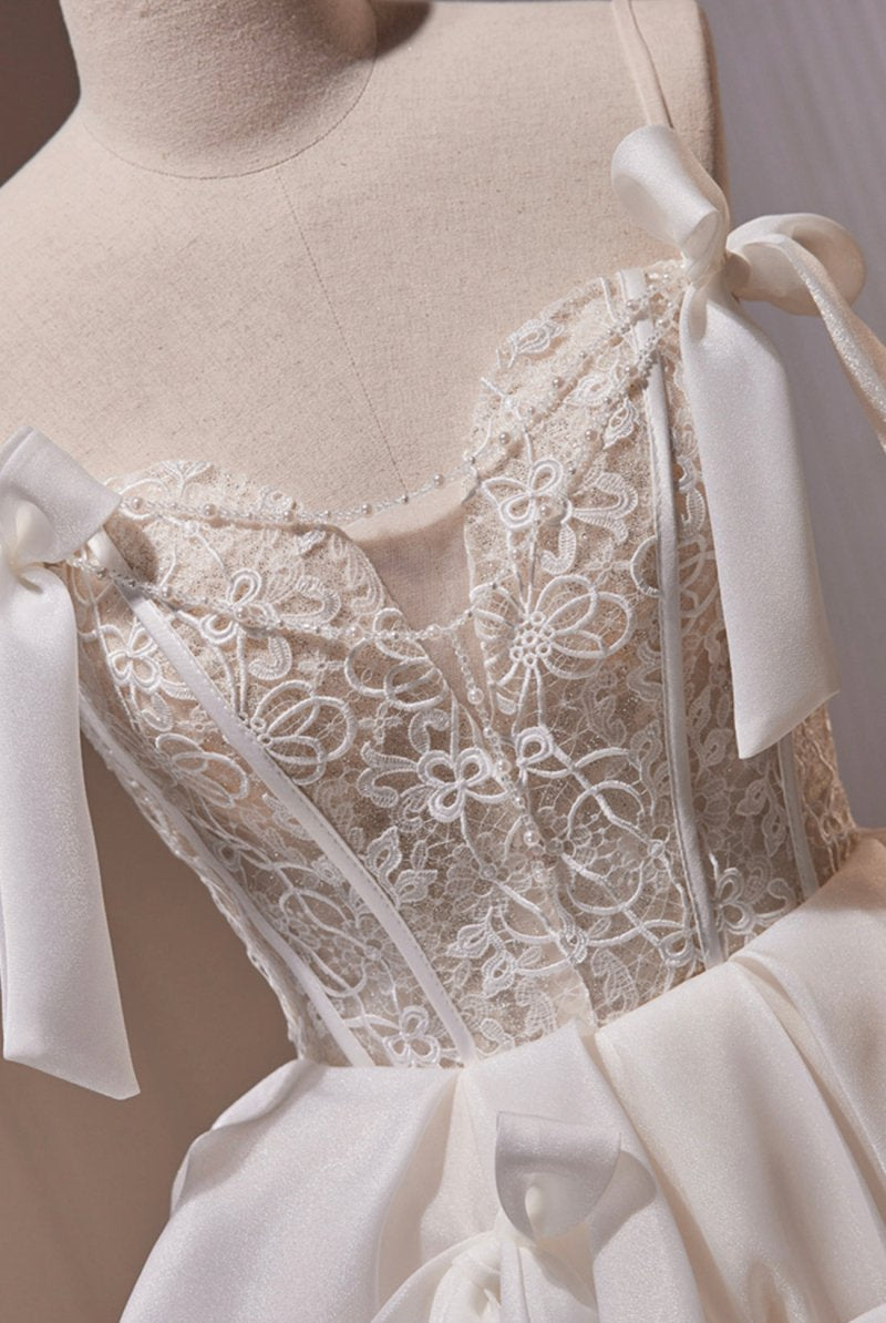 Dani | White Spaghetti Strap Lace Short Party Dress