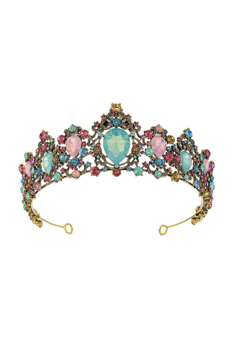 Vintage Multicolor Diamond Gold Crown - KissProm