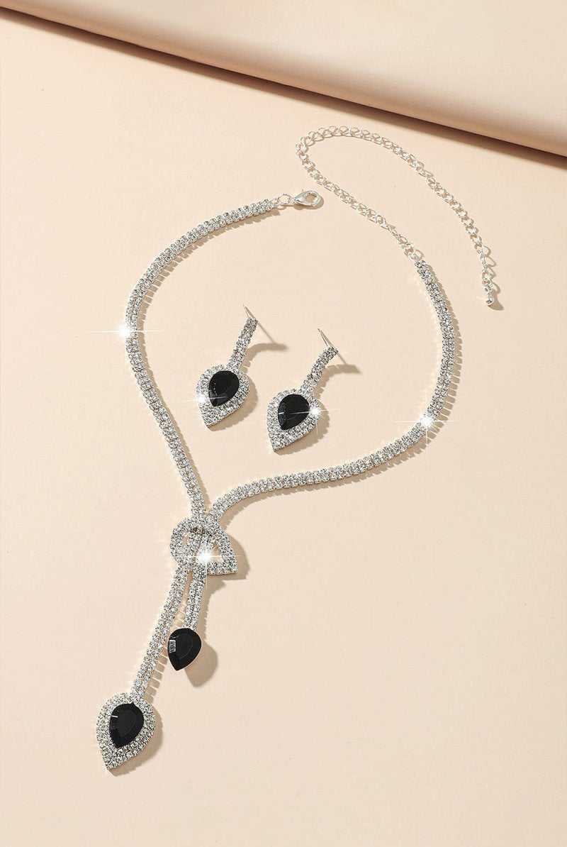 Vintage Teardrop Gemstone Necklace And Earrings Set - KissProm