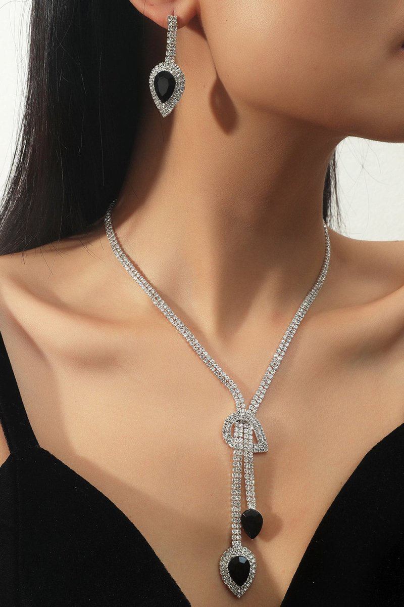 Vintage Teardrop Gemstone Necklace And Earrings Set - KissProm