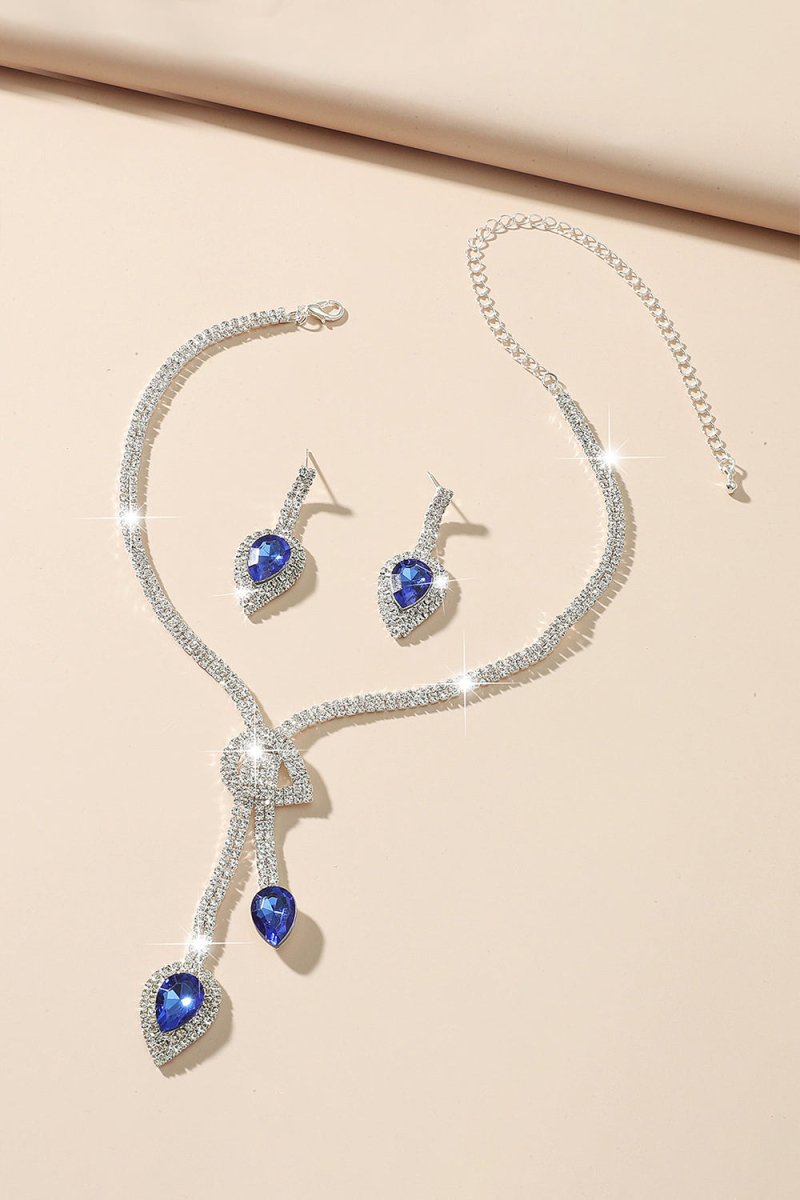Vintage Teardrop Gemstone Necklace And Earrings Set - KissProm