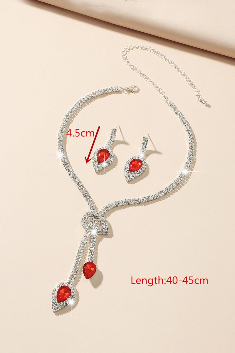Vintage Teardrop Gemstone Necklace And Earrings Set - KissProm