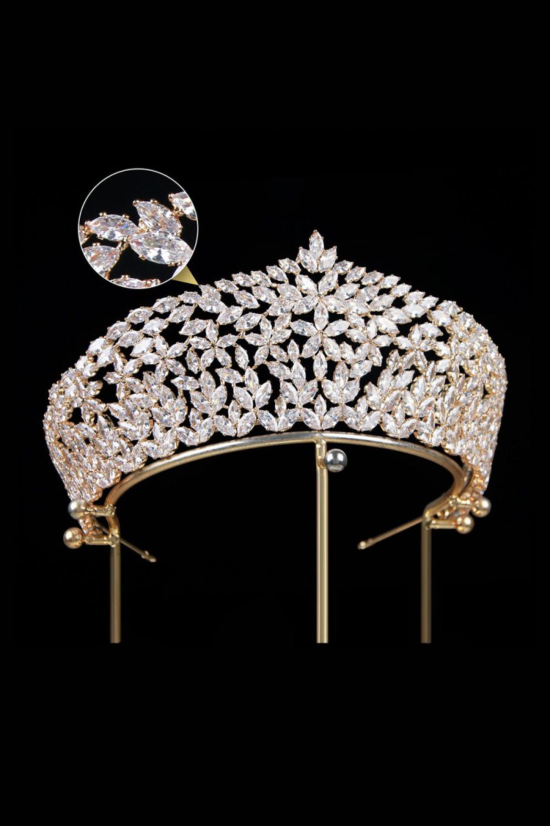 Vintage Zircon Wedding Crown - KissProm