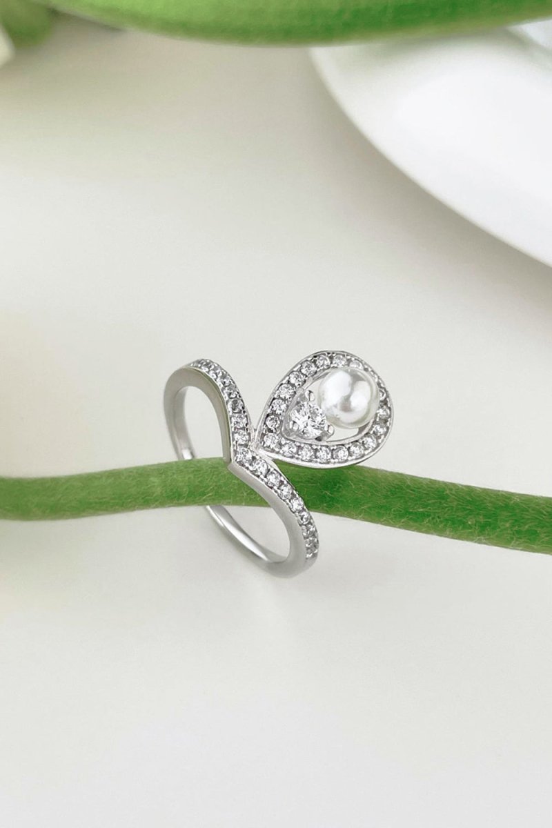 Waterdrop Pearl Crowning Love Wedding Jewelry Ring - KissProm