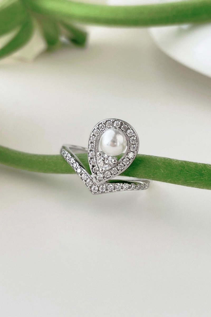 Waterdrop Pearl Crowning Love Wedding Jewelry Ring - KissProm