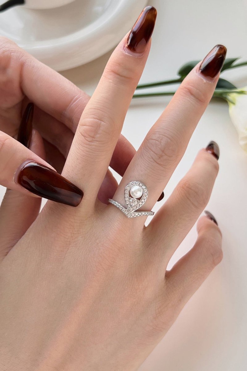Waterdrop Pearl Crowning Love Wedding Jewelry Ring - KissProm