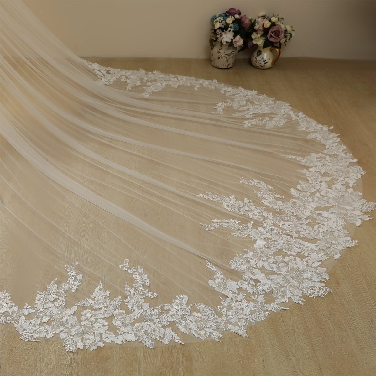 Vintage Lace Trim Transparent Wedding Veil Bridal Veil - KissProm