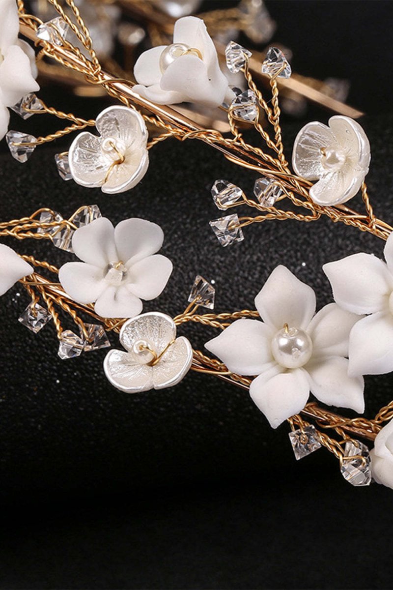 White Flowers Bridal Headpieces - KissProm