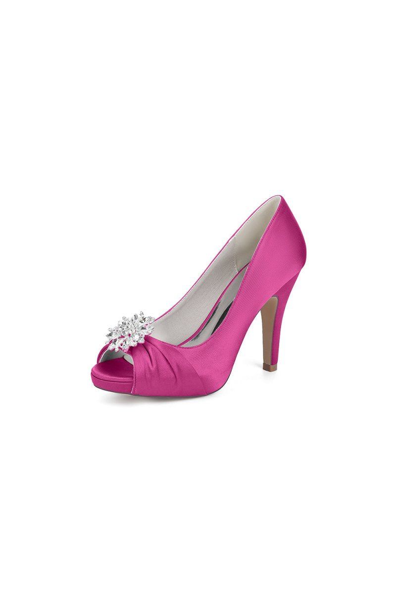 Fuchsia High Heels with a Shimmering Metal Accent - KissProm