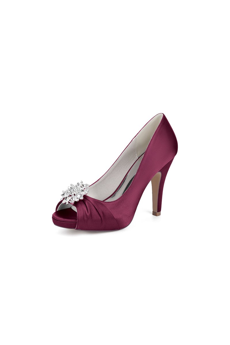 Fuchsia High Heels with a Shimmering Metal Accent - KissProm