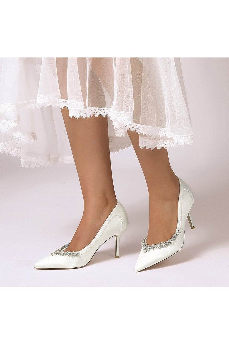 Burgundy High Heels with Crystal Embellishments - KissProm