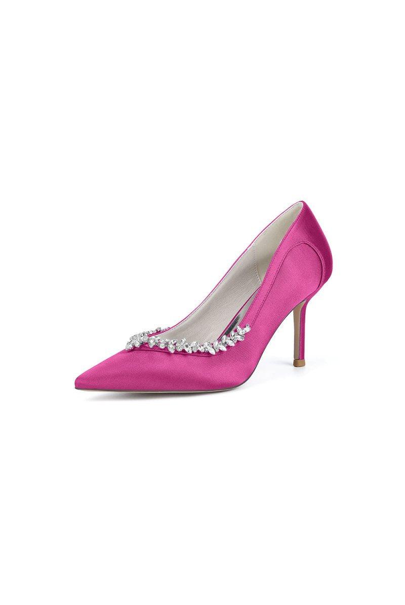 Burgundy High Heels with Crystal Embellishments - KissProm