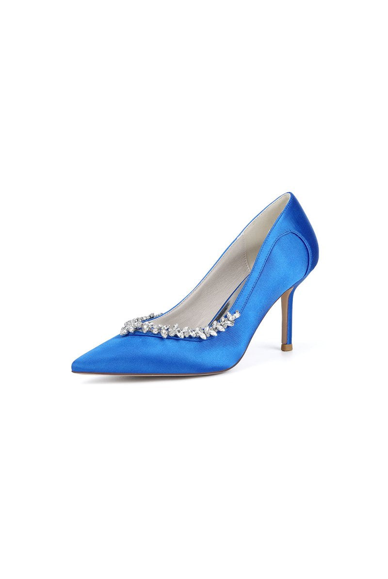 Burgundy High Heels with Crystal Embellishments - KissProm