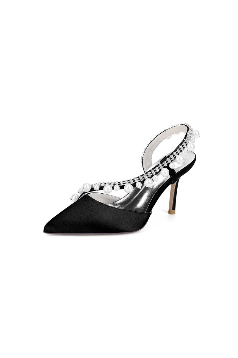 Royal Blue High Heels with Pearl and Crystal Embellishments Description - KissProm