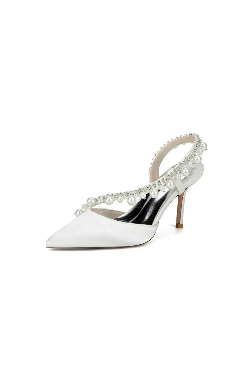 Royal Blue High Heels with Pearl and Crystal Embellishments Description - KissProm