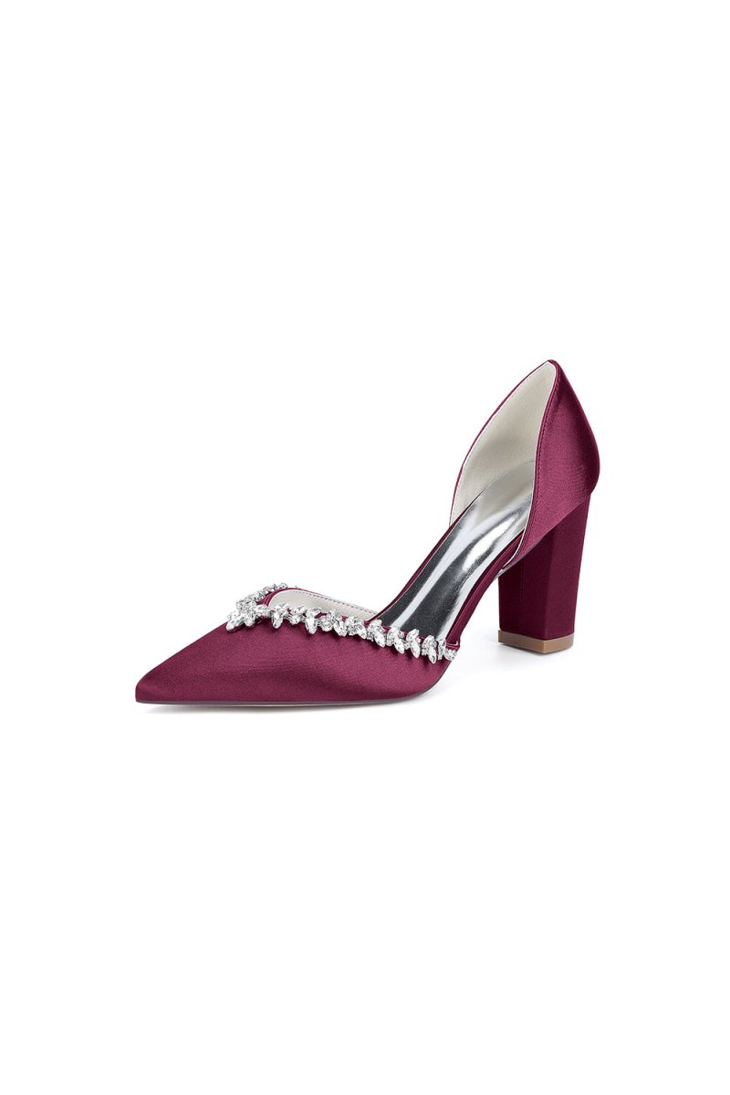 Fuchsia High Heels with Sparkling Crystal Embellishments - KissProm