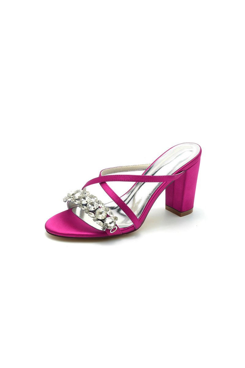 Sliver Open Toe Sandals with Rhinestone - KissProm