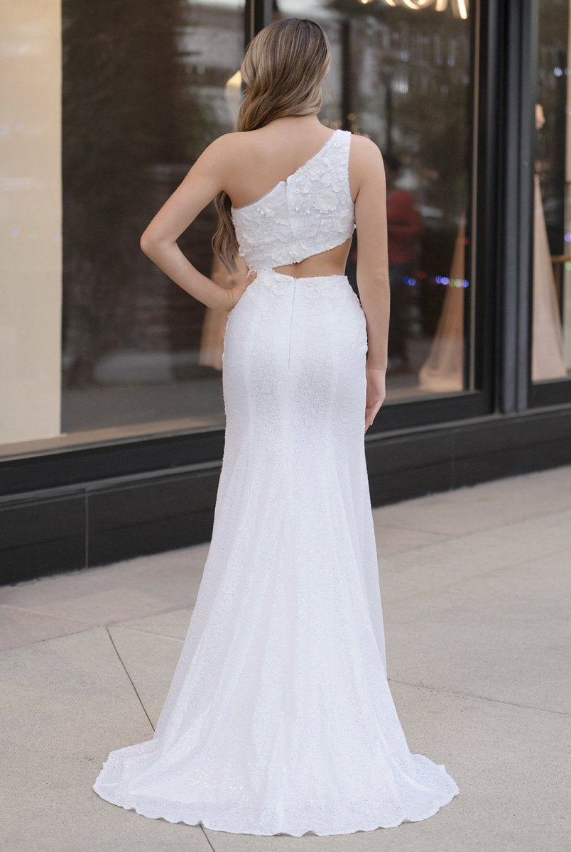 Gracelyn |Sheath One Shoulder Sequins Prom Dress with 3D Appliques