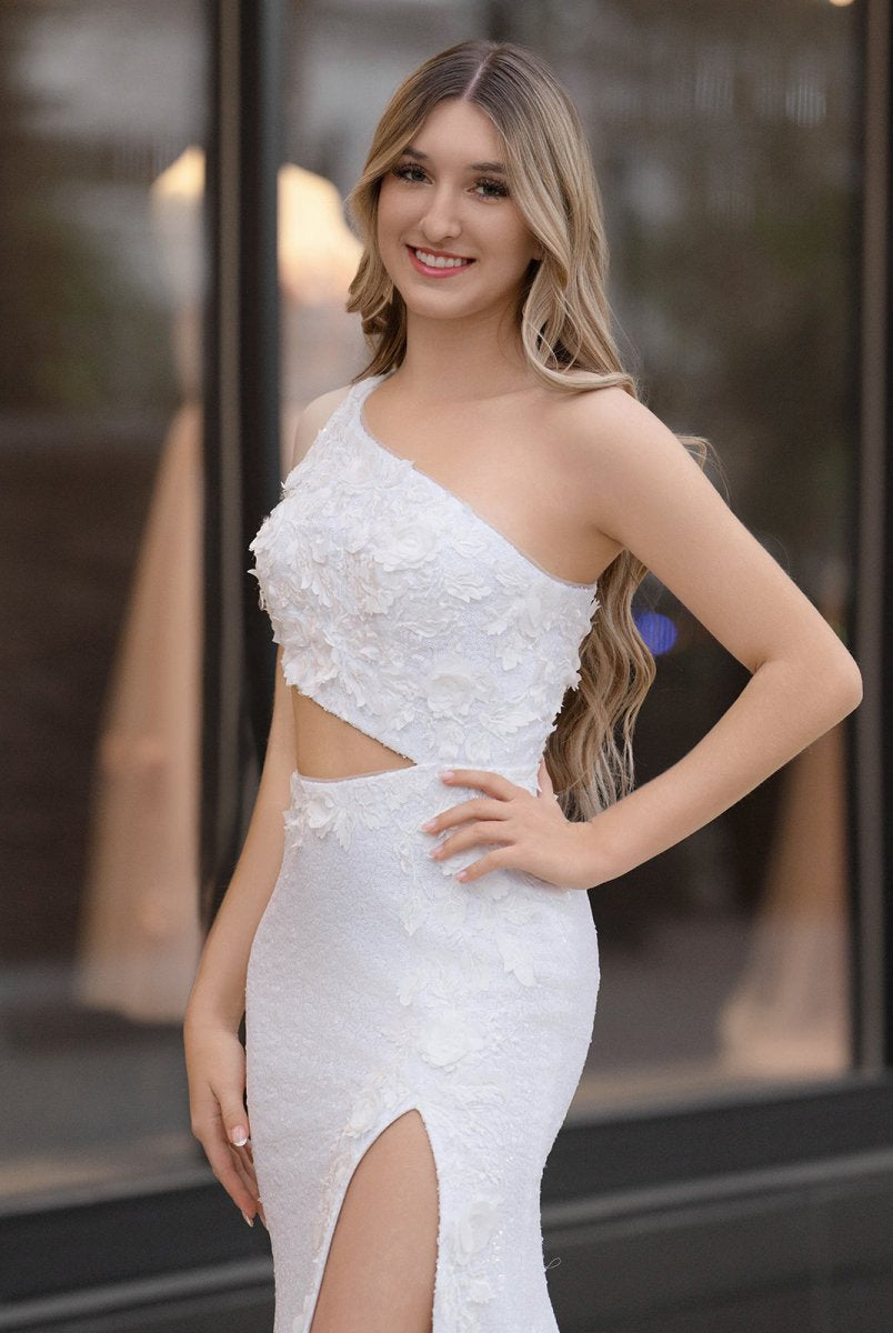 Gracelyn |Sheath One Shoulder Sequins Prom Dress with 3D Appliques