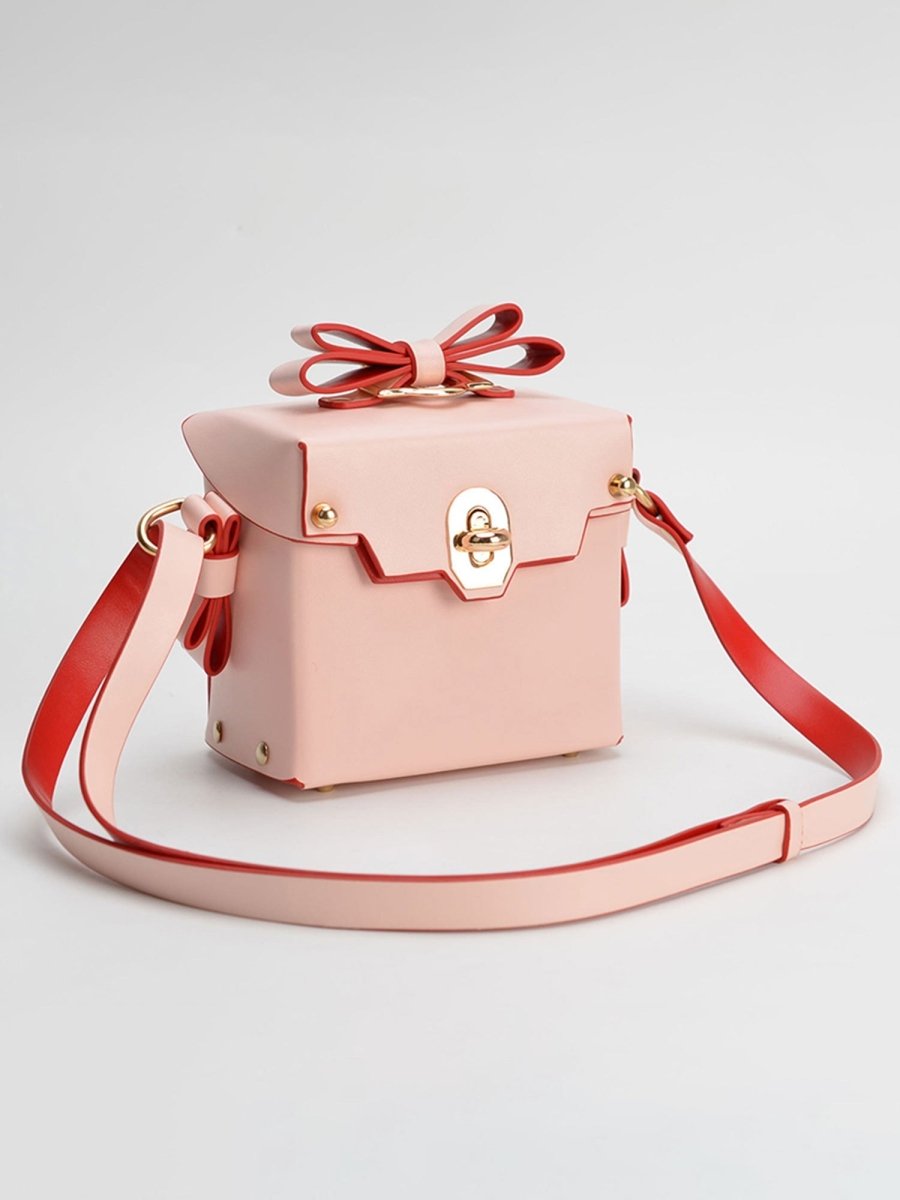 Women’s Bowknots Box Shoulder Bags in Vegan Leather - KissProm