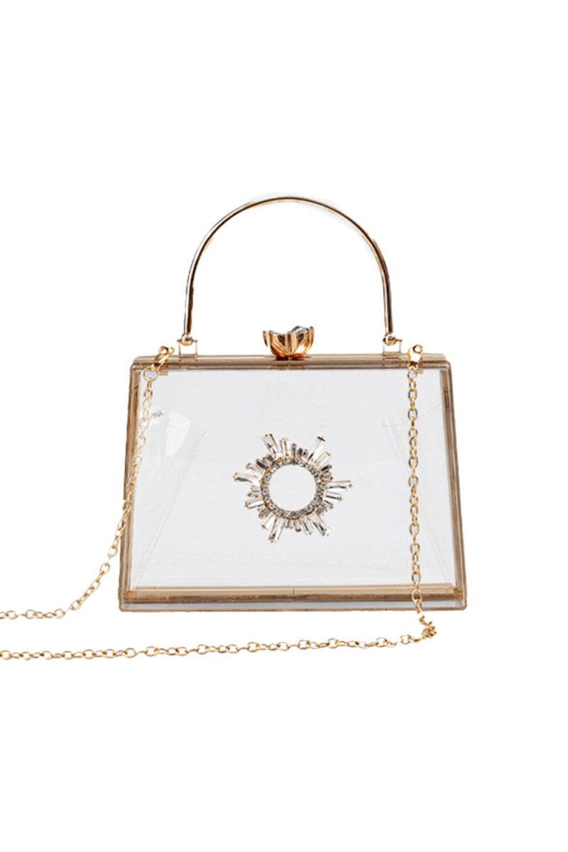 Women’s Clear PVC Rhinestones Crossbody Evening Clutch Bags - KissProm