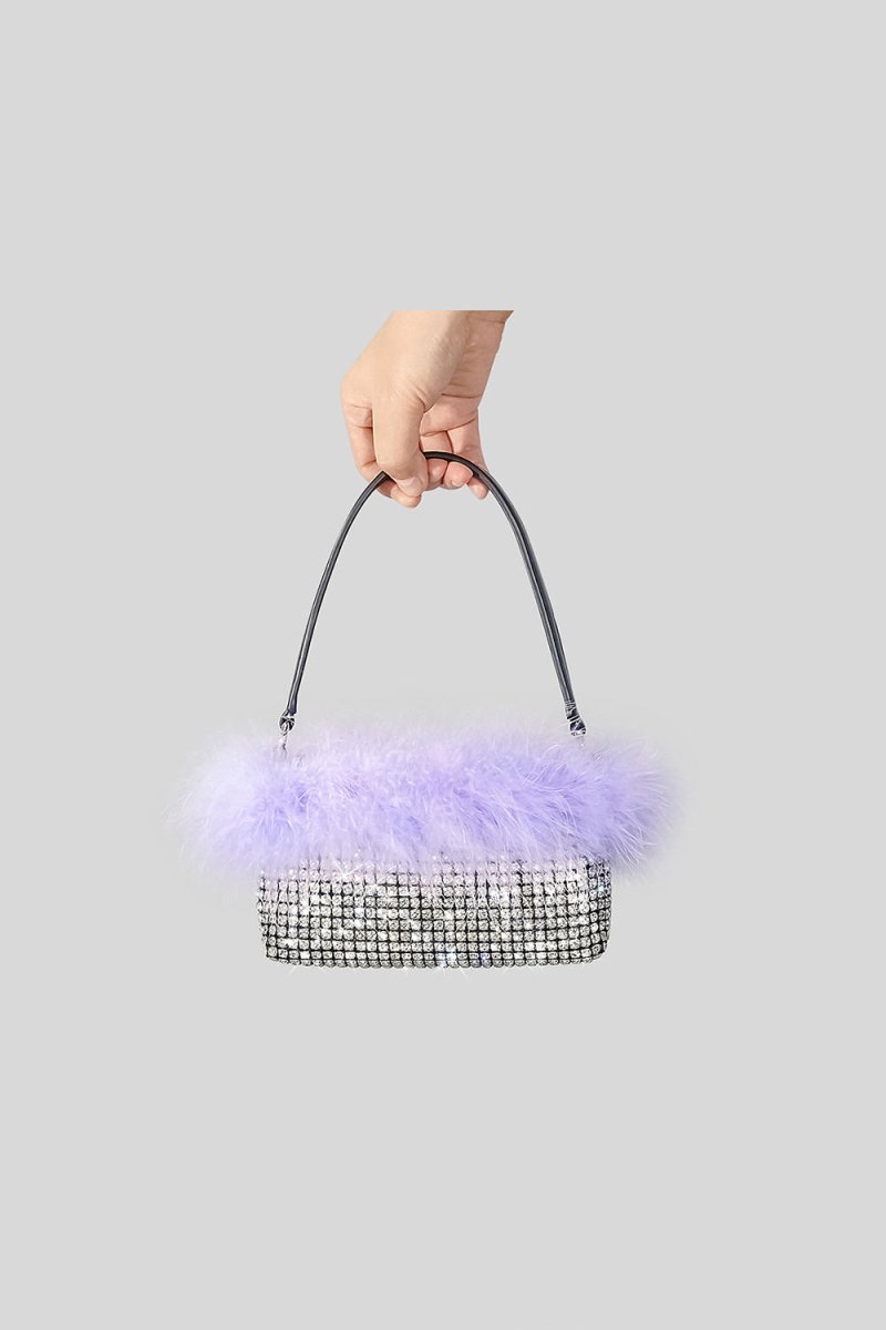 Women’s Feather Rhinestones Evening Bagutte Bags - KissProm