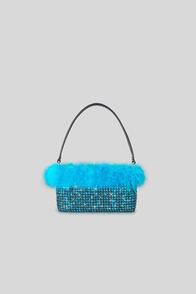 Women’s Feather Rhinestones Evening Bagutte Bags - KissProm