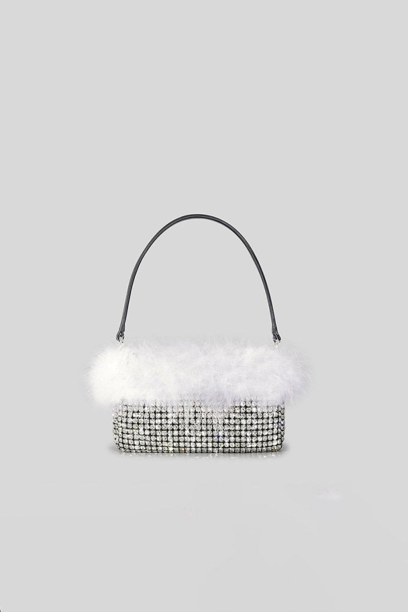 Women’s Feather Rhinestones Evening Bagutte Bags - KissProm