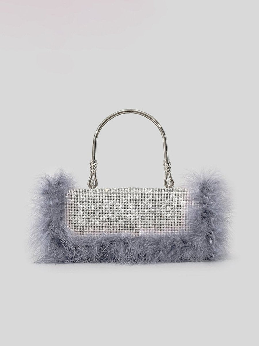 Women’s Furry Rhionestones Evening Clutch Bags - KissProm