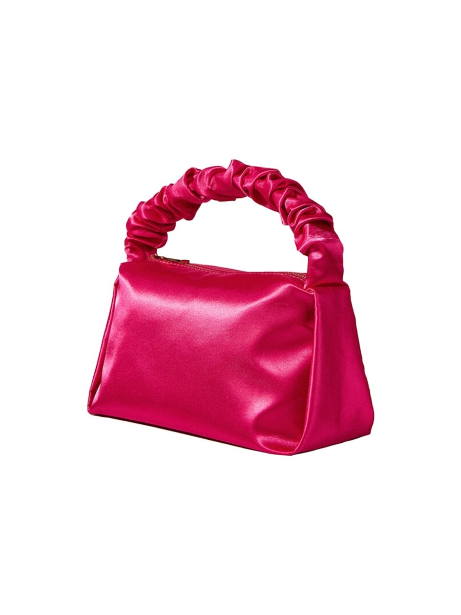 Women’s Hot Pink Slouchy Handle Clutch Bags in Satin - KissProm