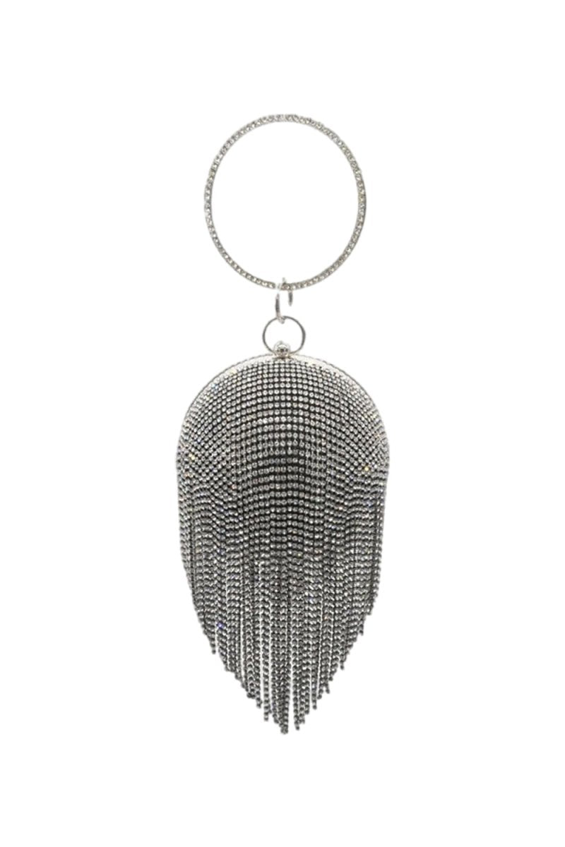 Women’s Rhinestone Fringe Disco Ball Evening Clutch Bags - KissProm
