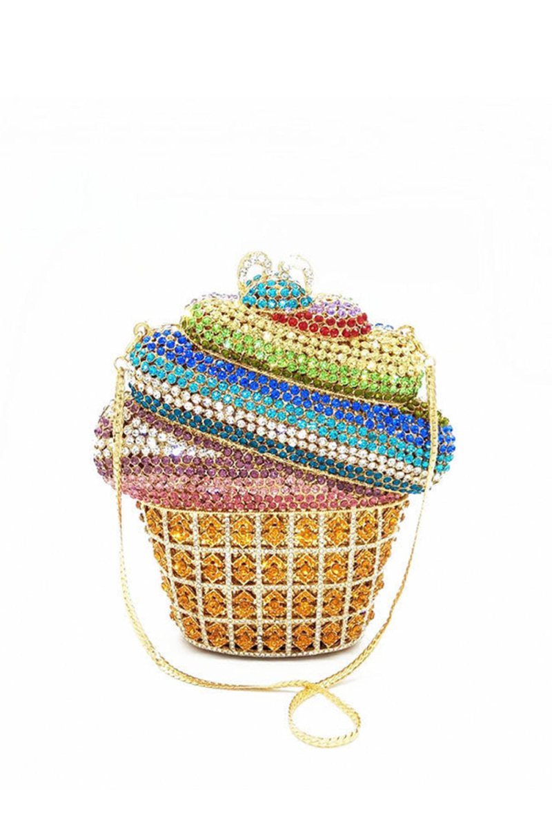 Women’s Rhinestones Cup of Ice Cream Evening Clutch - KissProm