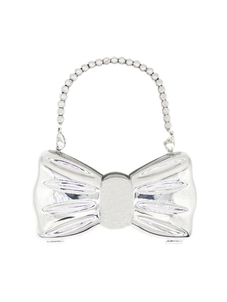 Women’s Silver Bow Clutch Mini Evening Bags - KissProm