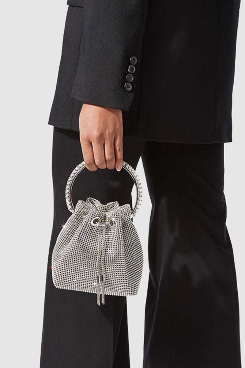 Women’s Small Rhinestone Clutch Bucket Bags - KissProm