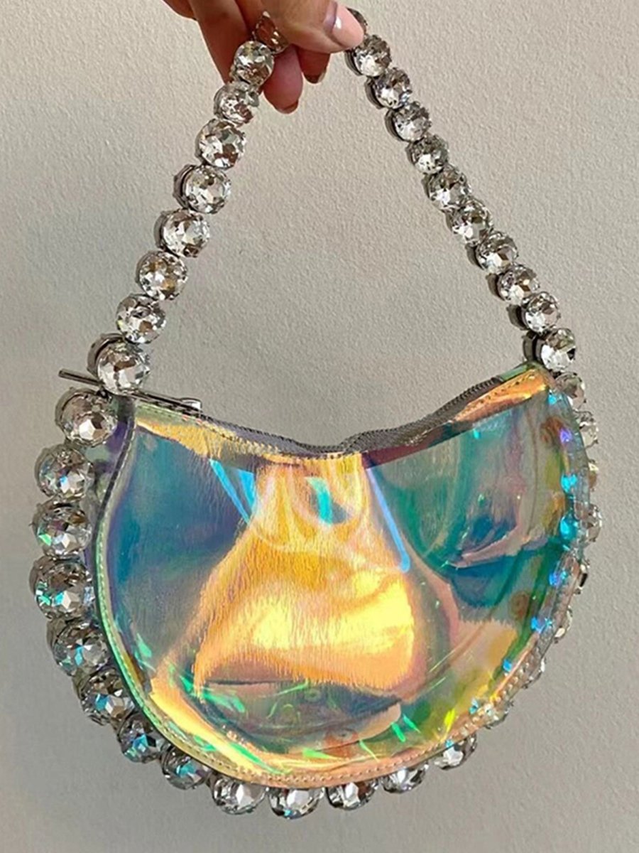 Women’s Sparkling Rhinestone Shoulder Bag with PU Material - KissProm