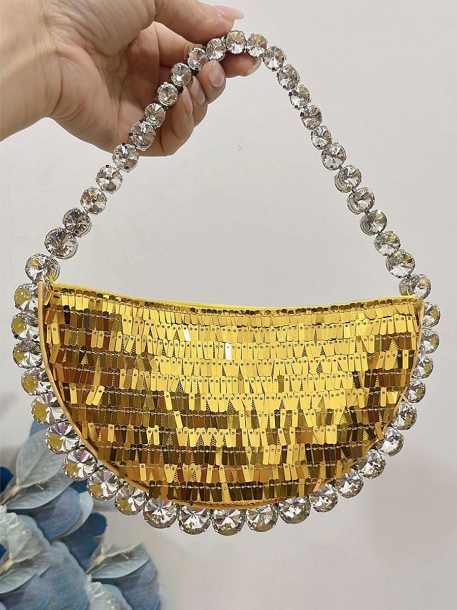 Women’s Sparkling Rhinestone Shoulder Bag with PU Material - KissProm