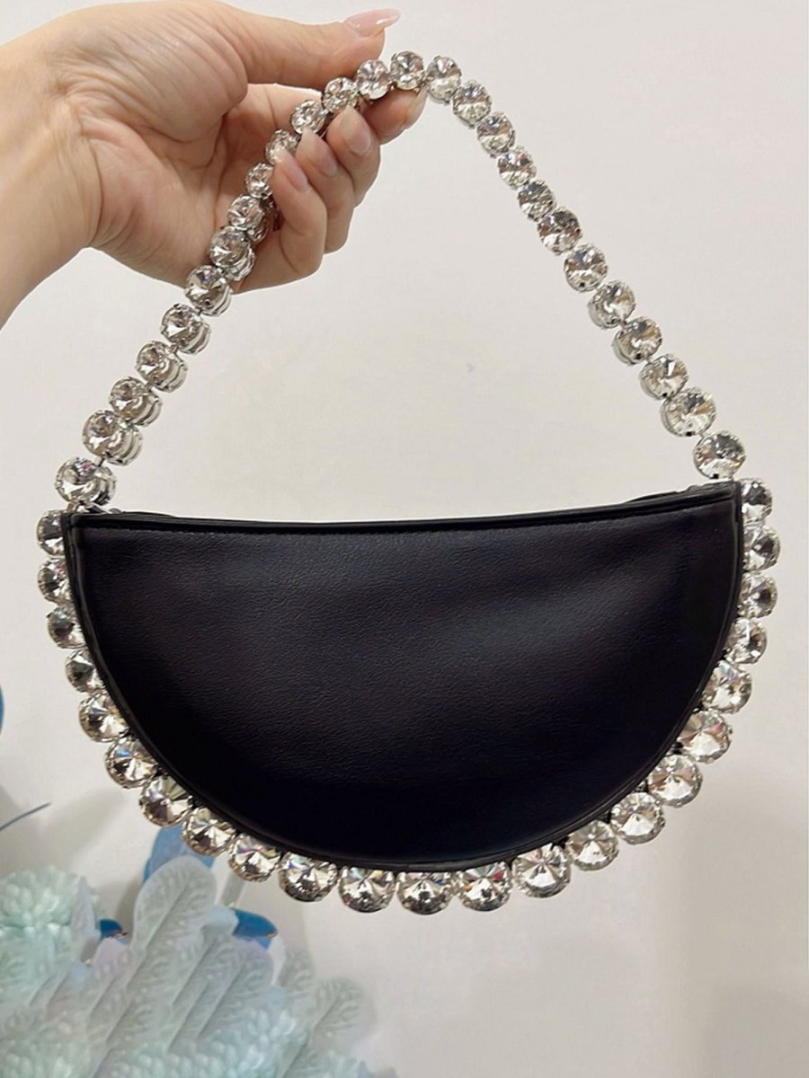 Women’s Sparkling Rhinestone Shoulder Bag with PU Material - KissProm