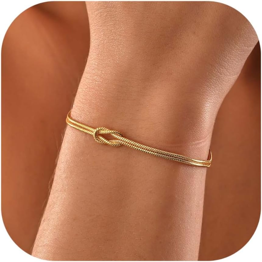 Gold Love Knot Snake Chain Bracelets - KissProm
