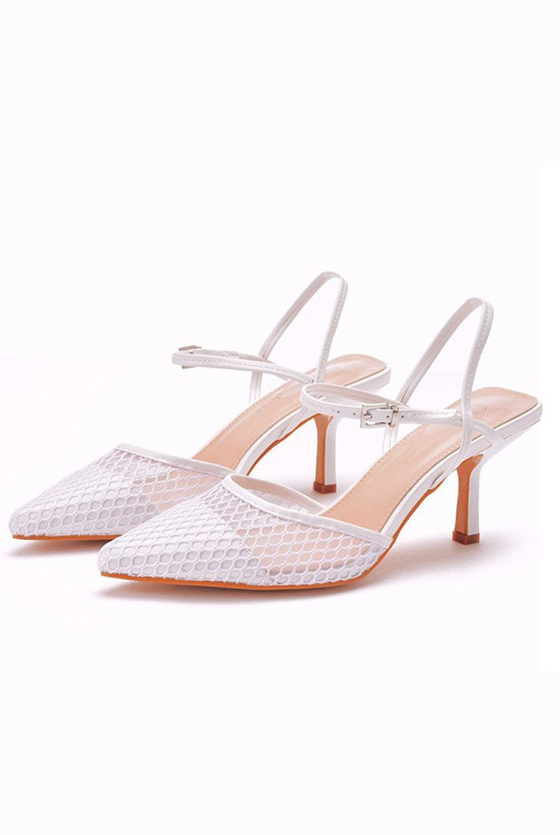 Women's Leatherette With Ankle Strap Closed Toe Stiletto Heel Wedding Shoes - KissProm