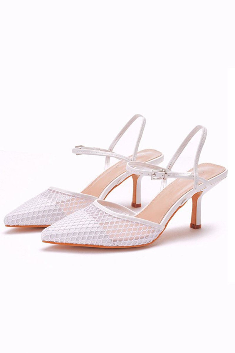 Women's Leatherette With Ankle Strap Closed Toe Stiletto Heel Wedding Shoes - KissProm