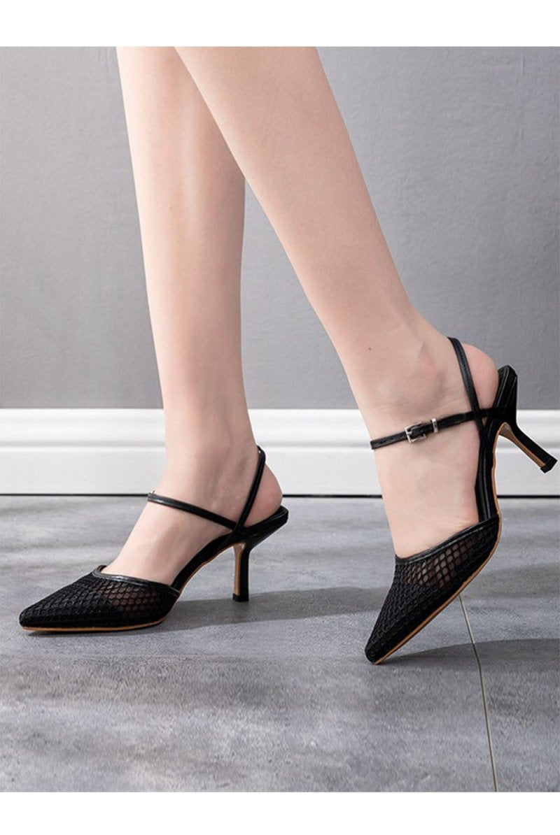 Women's Leatherette With Ankle Strap Closed Toe Stiletto Heel Wedding Shoes - KissProm