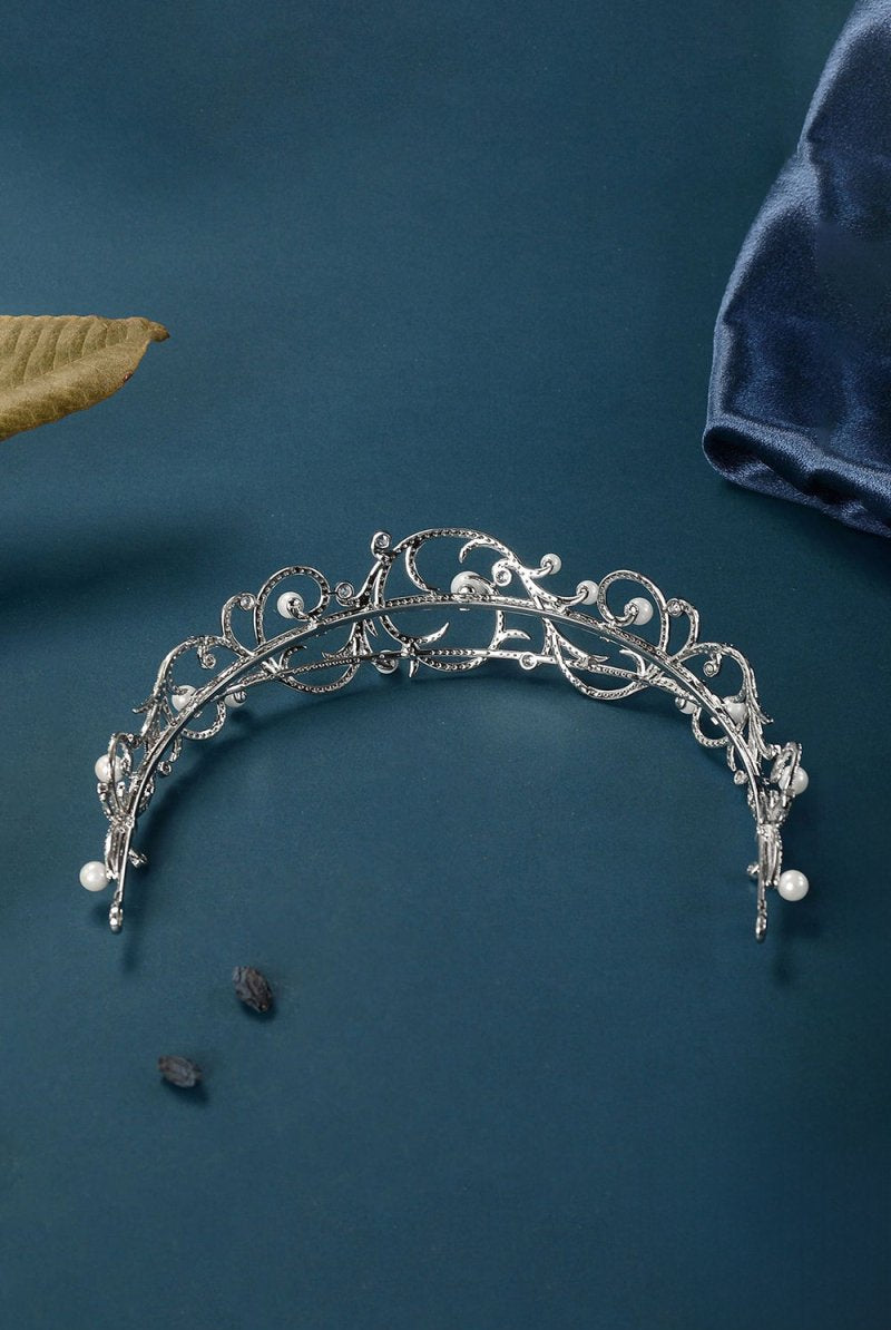 Women's Silver Pearl Swirl Tiaras - KissProm