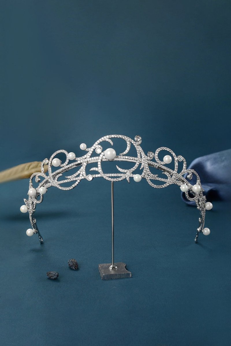 Women's Silver Pearl Swirl Tiaras - KissProm