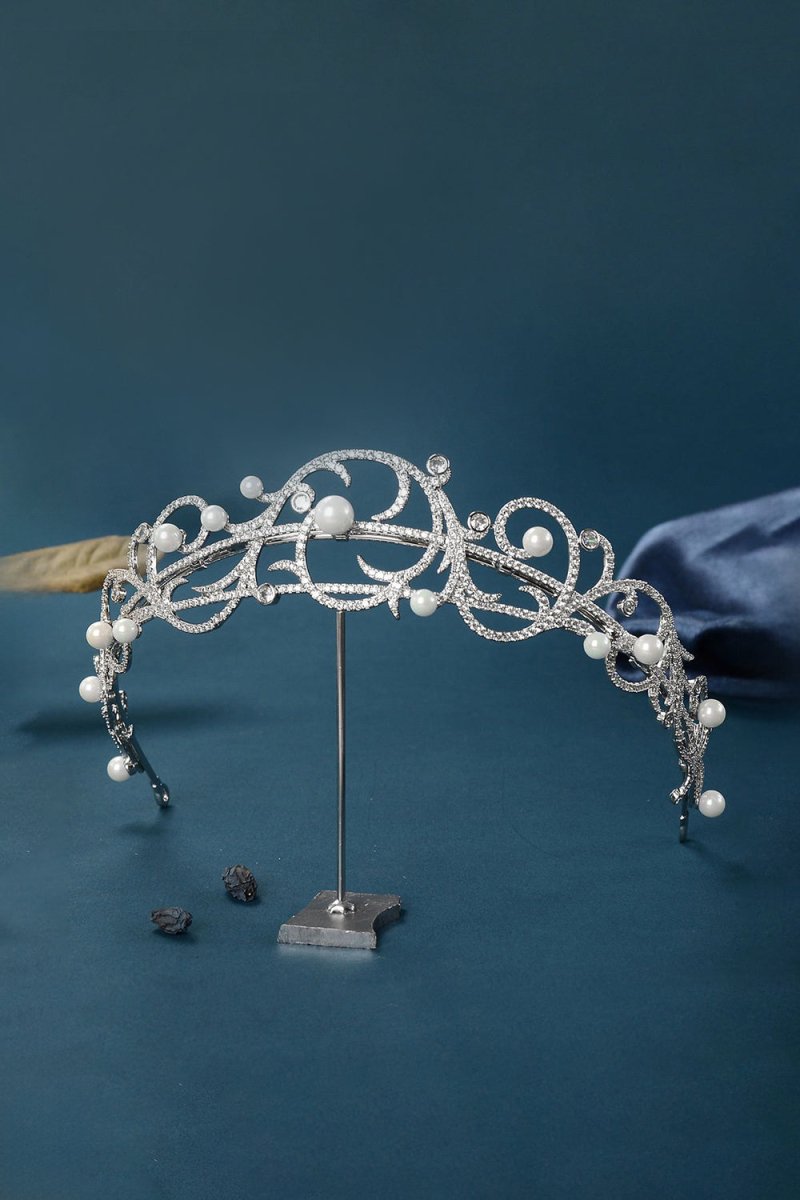 Women's Silver Pearl Swirl Tiaras - KissProm