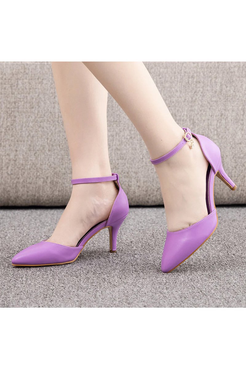 Women's Wedding Shoes Pointed Toe Ankle Strap Stiletto Heels - KissProm