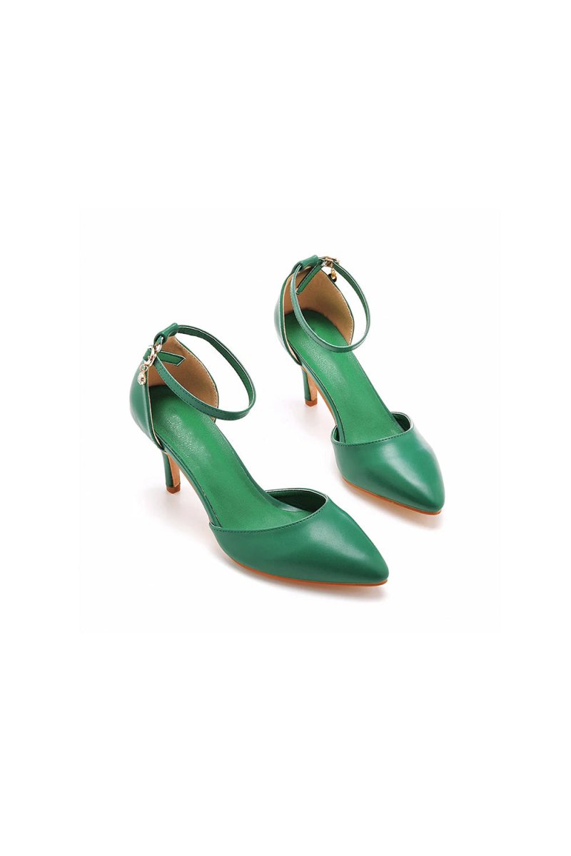 Women's Wedding Shoes Pointed Toe Ankle Strap Stiletto Heels - KissProm