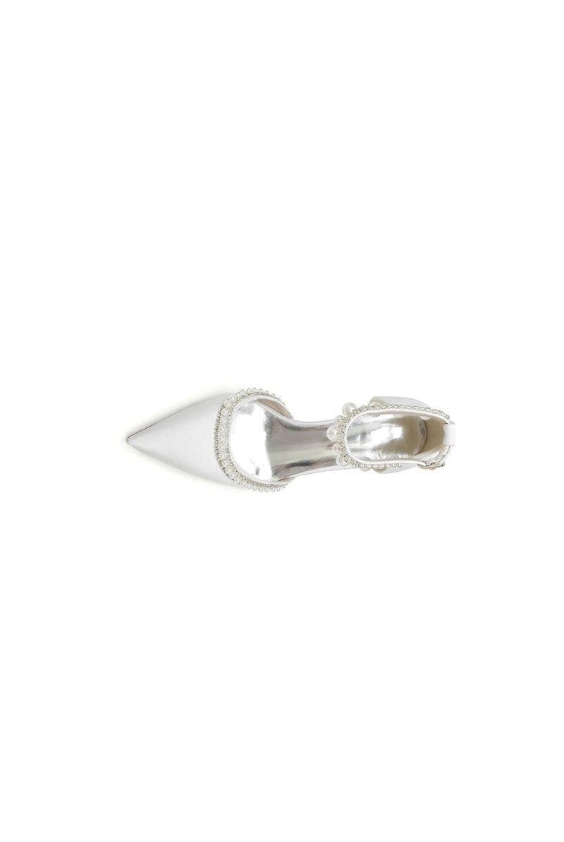 Women's Wedding Shoes Satin Block Heel Pearl Rhinestone Tassel Wedding Shoes - KissProm