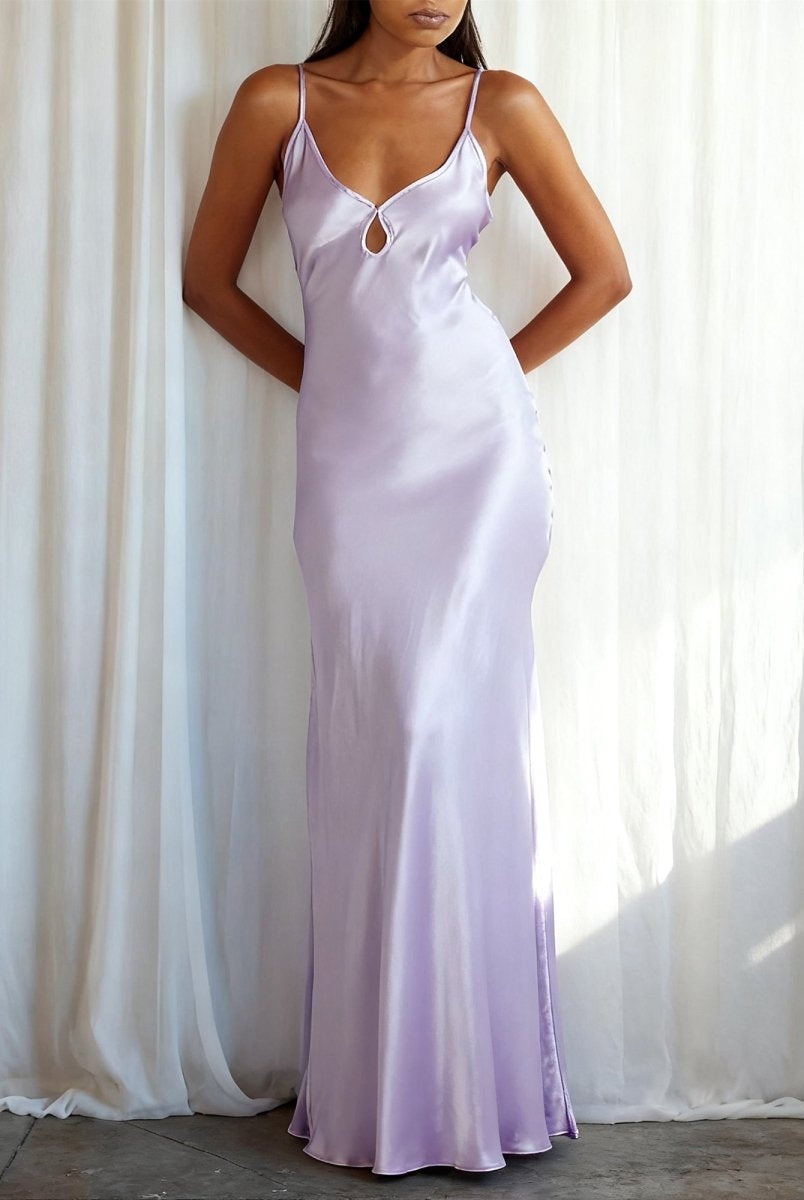 KissProm-Yamileth Scoop Neck Lavender Sheath Satin Long Prom Dress